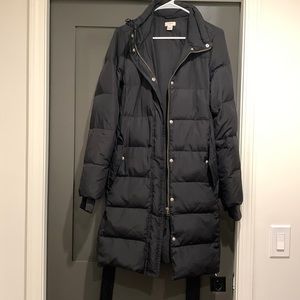 JCrew Long Belted Puffer Jacket